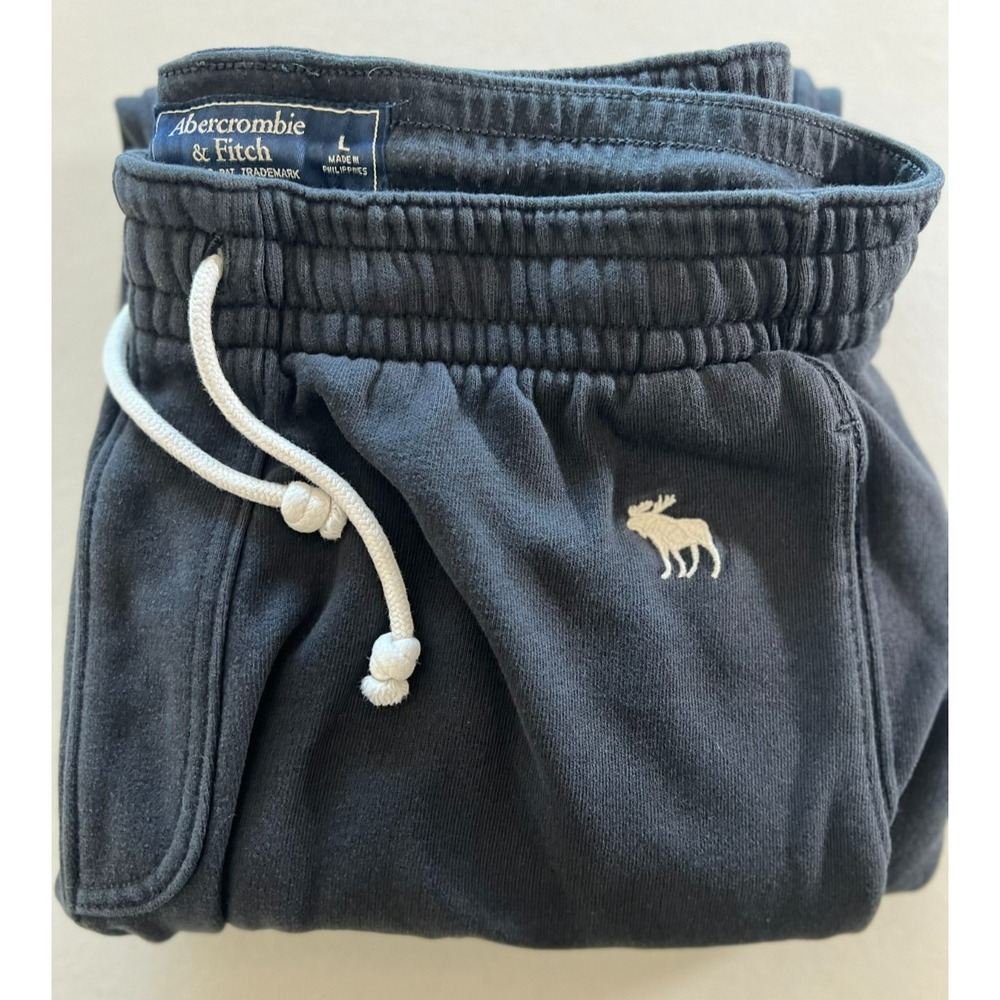 Abercrombie & Fitch Mens Large Black Jogger Sweatpants Moose Drawstring 30x27